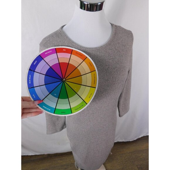 Discreet Dress Womens Large Gray Ruched Side Drawstring 3/4 Sleeve KL5081N - Picture 12 of 14